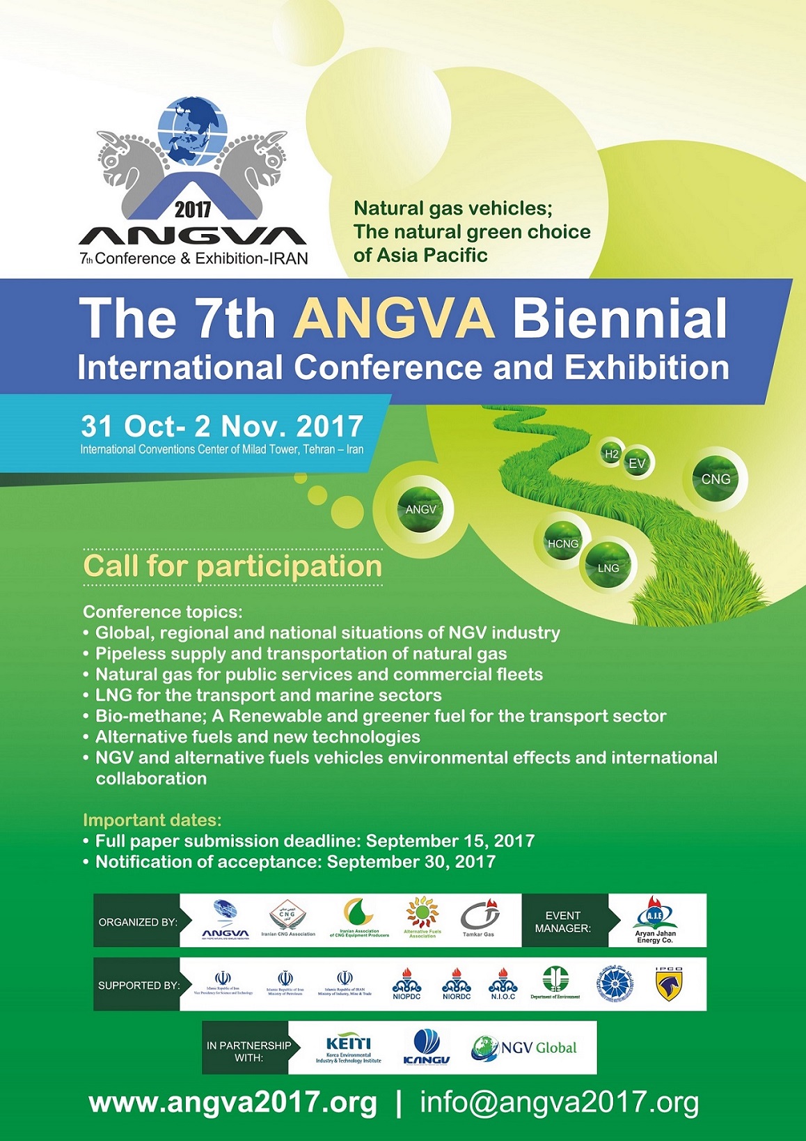 پوستر هفتمین نمایشگاه و کنفرانس بین المللی دوسالانه انجمن خودروهای گازسوز طبیعی آسیا و اقیانوسیه (ANGVA2017)